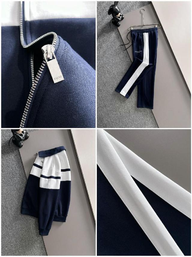 顶级拼接套装织带提花拉链款休闲裤，logo绣花经典黑白织带融合