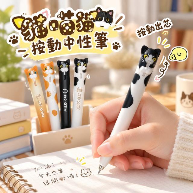 【預購商品】【1021結單】【批發】貓喵貓按動中性筆4支 261019-15