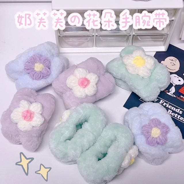 ins奶芙芙花朵洗臉防濕手腕帶(預購)