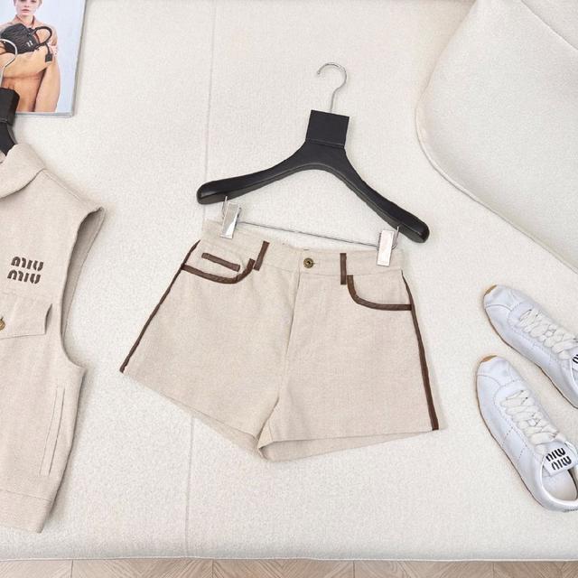 春夏最新款帅气撞色包边设计套装🤎廓形马甲外套+短裤