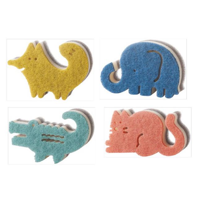 日本丸辰動物造型清潔海綿4入#05/02