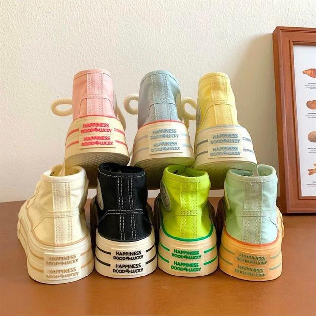 【預購商品】【0918結單】【批發】新款 多巴胺厚底休閒帆布鞋 250915-21