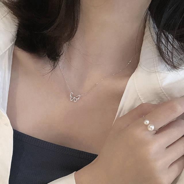 預購 𝓜𝓡.日韓系精品純銀 蝴蝶 ins冷淡風個性氣質唯美鎖骨鏈項鍊-9/2號中午12點結單