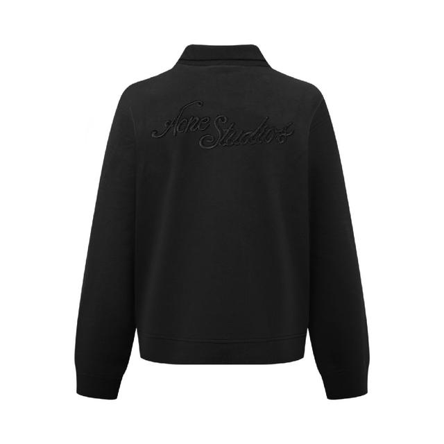 Acne Studios 徽标3D刺绣拉链外套（黑色） 面料采用定制云绒双股柔顺棉