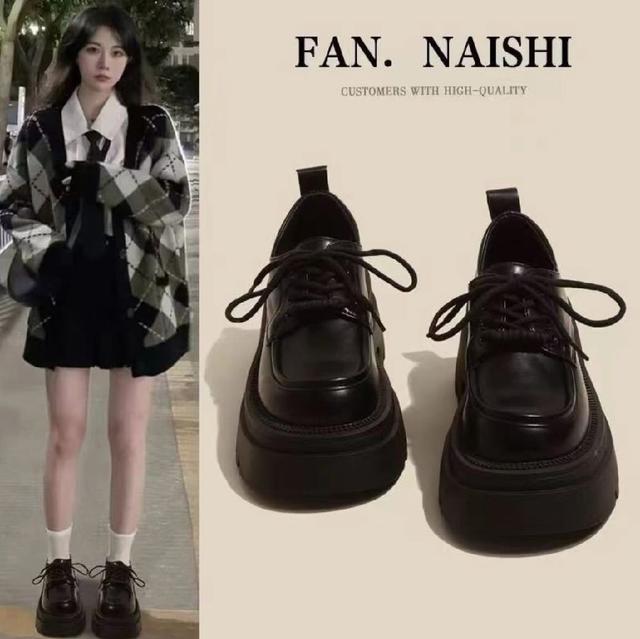 S263-2025英倫風增高厚底綁帶樂福鞋