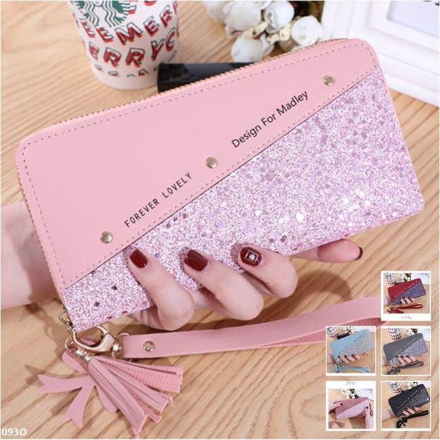 【長期團2025】【預購商品】【批發】韓版撞色拼接流蘇長款皮夾錢包 093O