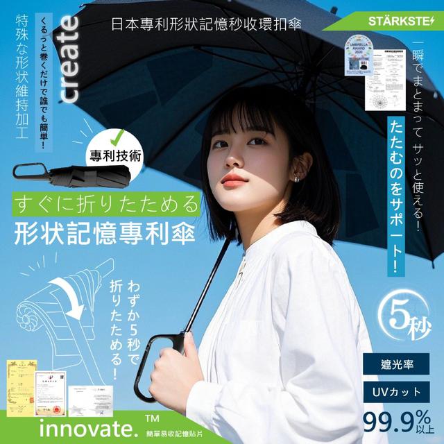【預購商品】【0424結單】【批發】STÄRKSTE⚡日本專利形狀記憶秒收環扣傘 250422-09