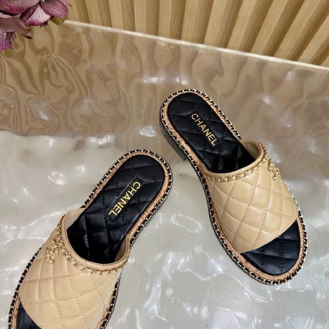 链条系列单品🖤CHANEL🖤香奈儿25K春夏新品 链条双C凉鞋拖鞋/凉鞋