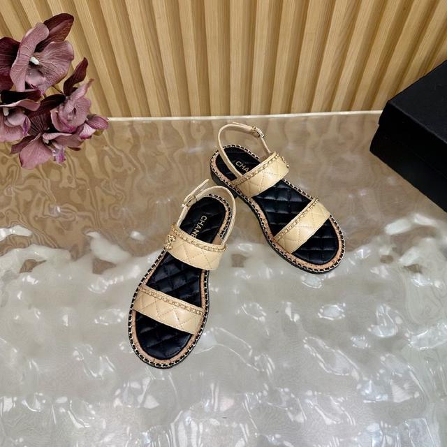 链条系列单品🖤CHANEL🖤香奈儿25K春夏新品 链条双C凉鞋拖鞋/凉鞋
