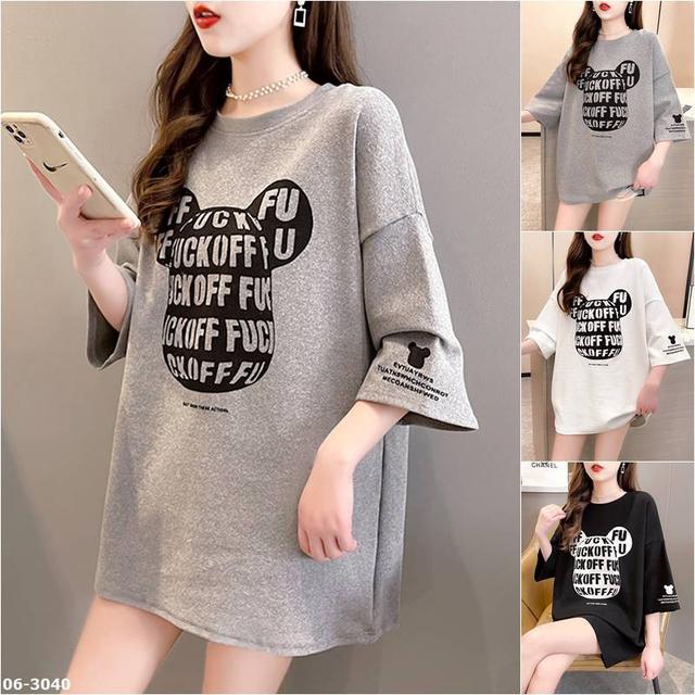 【預購】【0506結單】【批發】3040 夏季大碼 小熊圖案印花短袖T恤