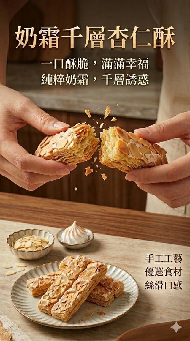 預購 減糖版「千層奶霜杏仁酥」200g《不入倉》-7/15號中午12點結單