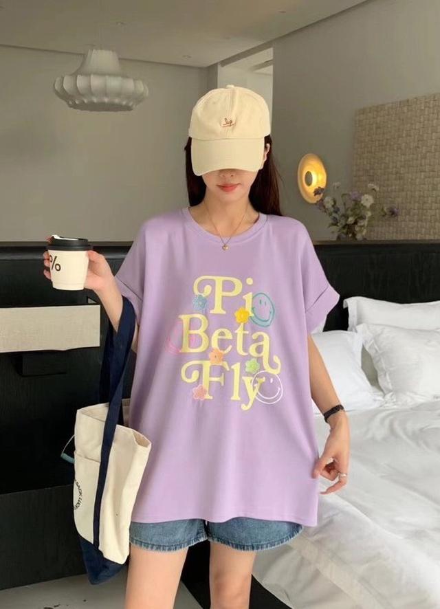 微笑英字小花空氣棉T(預購)