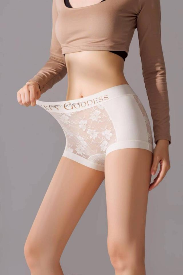 韓國新品 英文字母印花微收腹蕾絲網紗拼接内褲#12/09早上10點