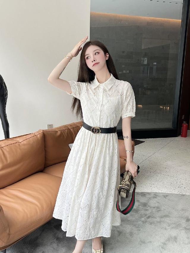 原单狠货女装 配包装 Gucc*/23SS夏季新款绣花连衣裙