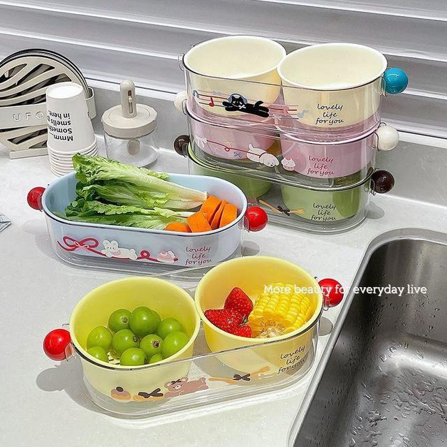 新款廚房用品洗菜洗水果雙層瀝水籃(預購)