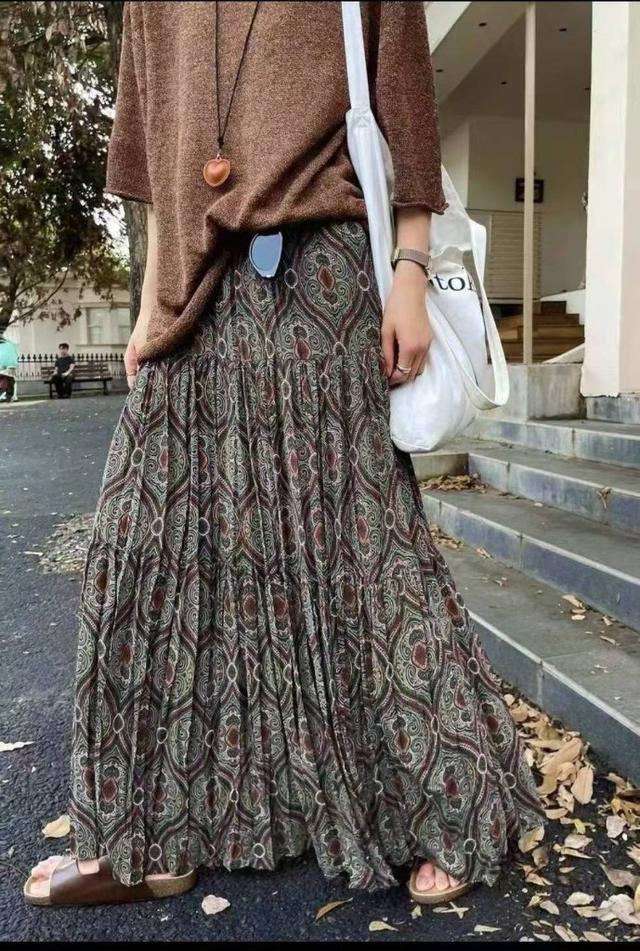 【預購商品】【0925結單】【批發】正韓 復古風混色長裙 091302 ♨️正韓服飾♨️