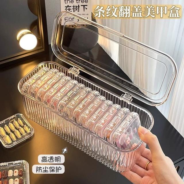 ins大容量透明穿戴甲收納密封翻蓋盒(預購)