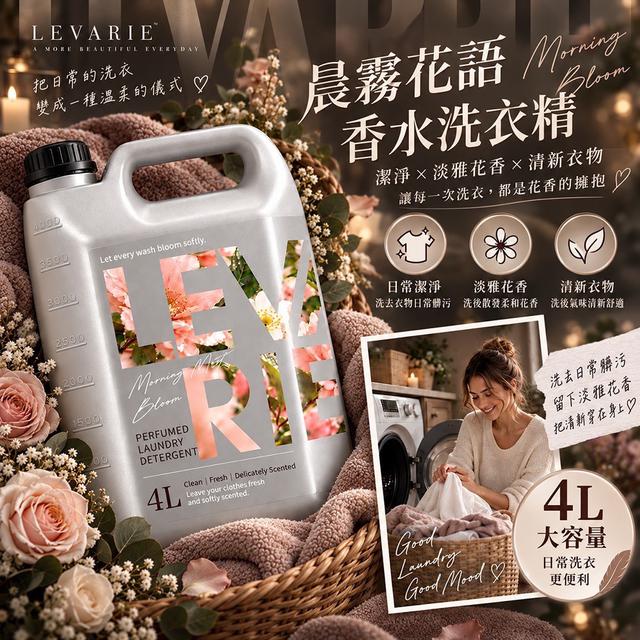 預購 LEVARIE 晨霧花語香水洗衣精4L【箱賣、廠商直發、不進倉】-9/29下午3點收單