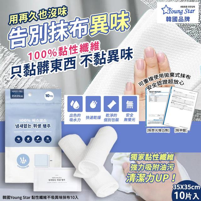 韓國 Young Star 黏性纖維不吸異味抹布10入