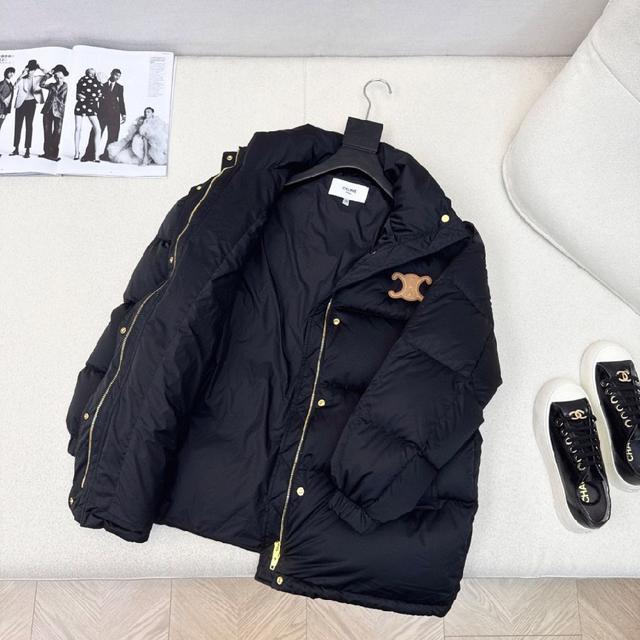 秋冬新款凯旋门皮徽标立领束腰面包羽绒服 🤎本季最佳版型