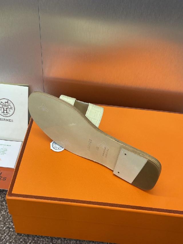 爱马仕 Hermes 春夏经典款 Oran 拼色工字拖女鞋  H家平底圆头露趾