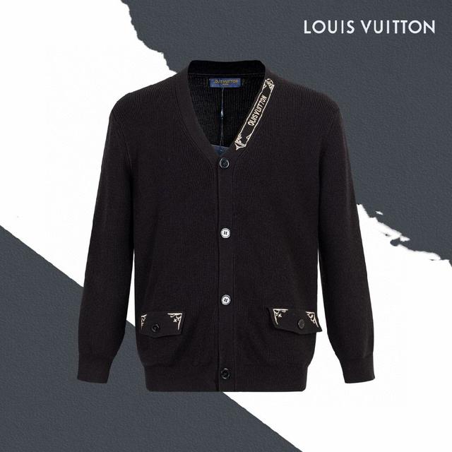 LV 路易威登黑金刺绣字母针织开衫外套