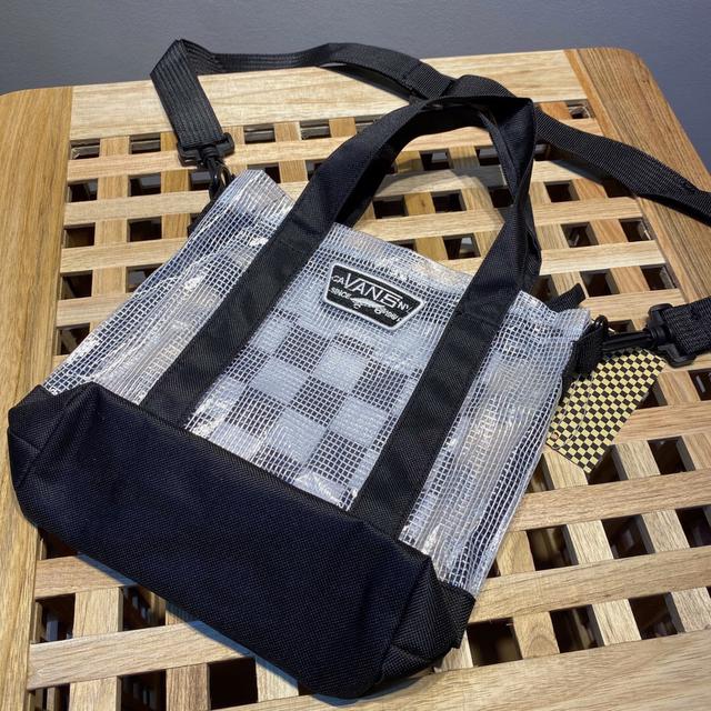 台湾代购 VANS 男女款白色半透明格纹单肩小水饺包手提包