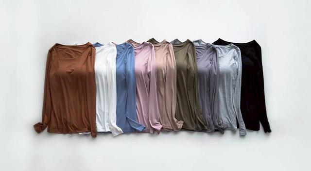 預購 莫代爾寬鬆帶胸墊長袖T恤-3/4號中午12點結單