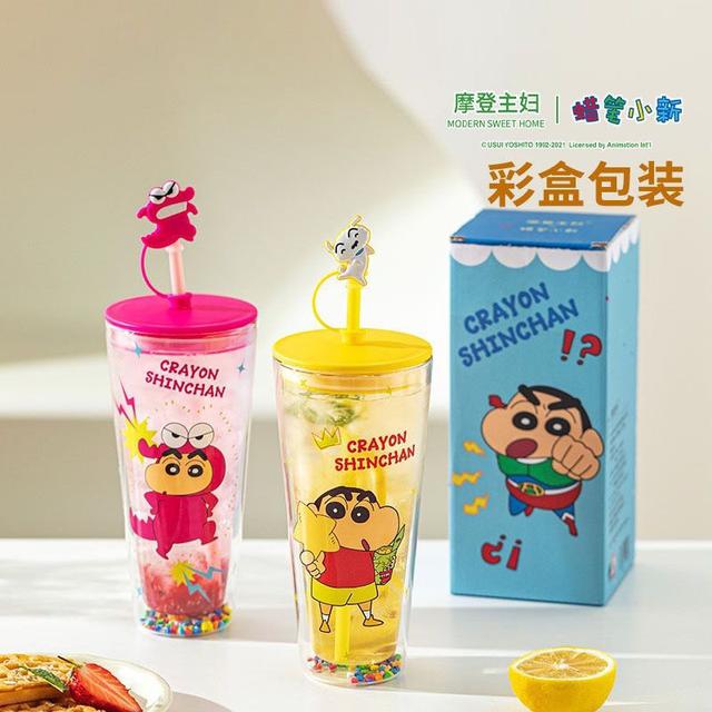 正版聯名蠟筆小新高顏值雙層吸管水杯(預購)