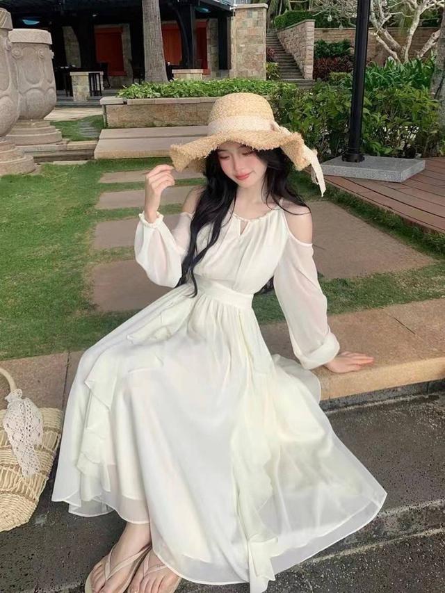 初春仙女飄逸露肩長洋(預購)