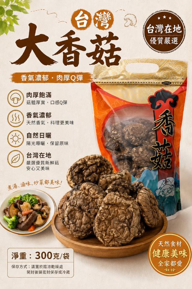 【預購商品】【0824結單】【批發】台灣大香菇300g 260823-01
