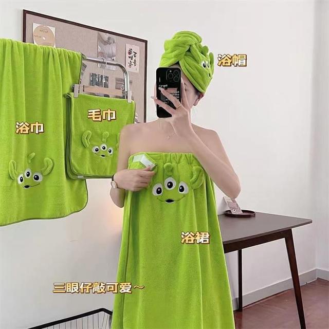 ins三眼怪珊瑚絨浴巾四件套(預購)