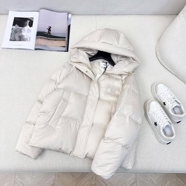 秋冬新款凯旋门皮徽标连帽束腰面包羽绒服 🤎本季最佳版型