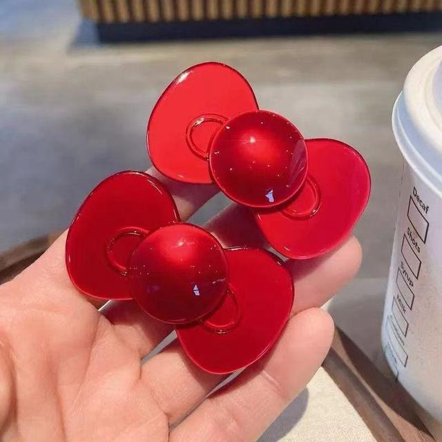 🎀 露思小臉秘訣！紅色果凍感立體蝴蝶結髮夾2入組🎀#08/07