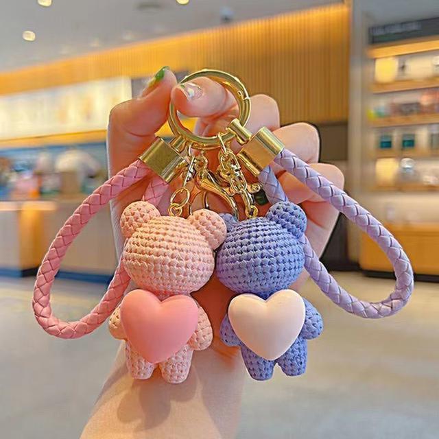 情侶同款愛心小熊掛飾鑰匙圈(預購)