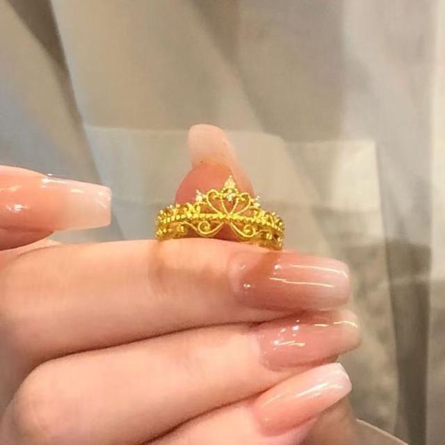 ins復古宮廷風金色鏤空皇冠戒指(預購)