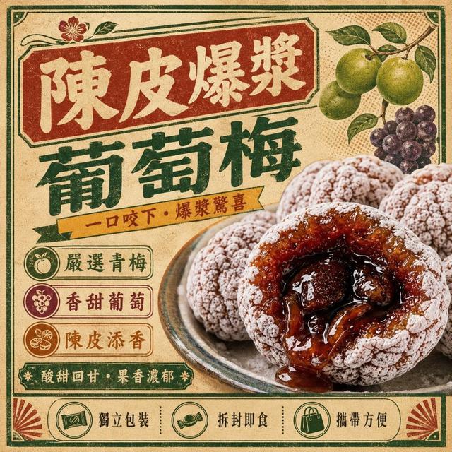 預購 陳皮爆漿葡萄梅｜100g-9/2號中午12點結單
