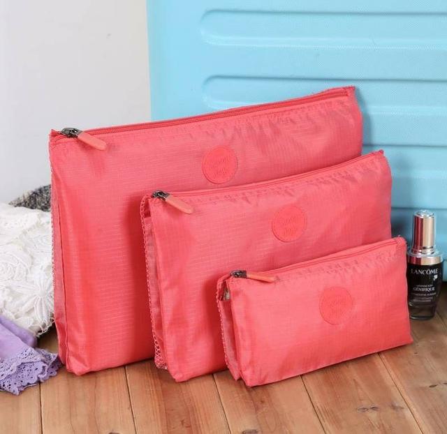 韓國品牌航空單拉鍊三層手拿收納旅行整理袋三件套