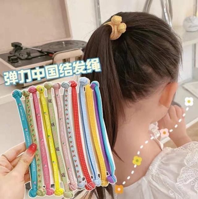 雙頭中國結高彈力髮繩(一組6條)