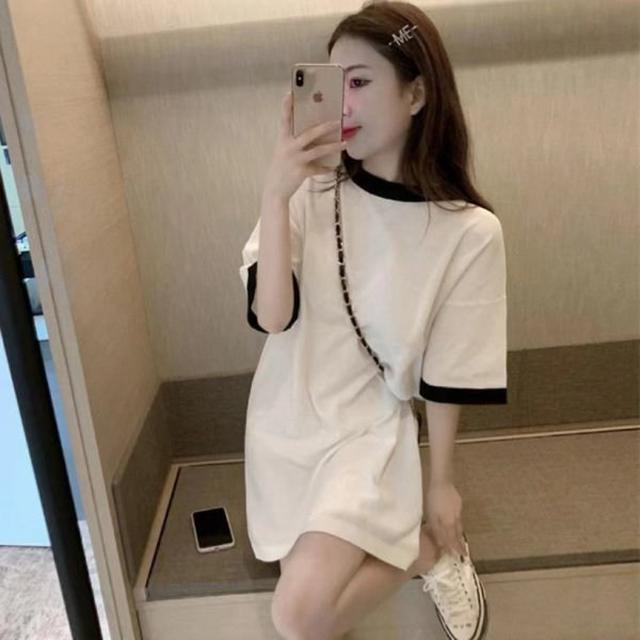 L預購 拚色氣質T恤裙--5/8收單