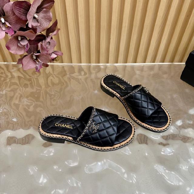 链条系列单品🖤CHANEL🖤香奈儿25K春夏新品 链条双C凉鞋拖鞋/凉鞋