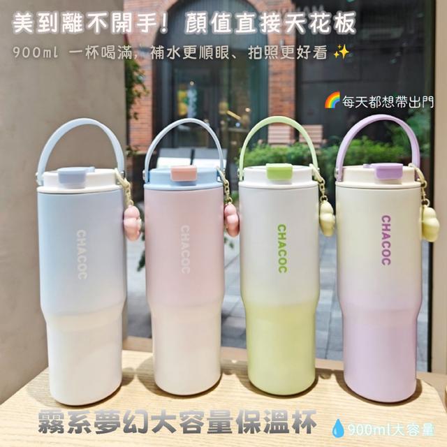 預購 一杯喝滿，補水更順眼、拍照更好看 霧系夢幻大容量保溫杯-12/30下午3點收單