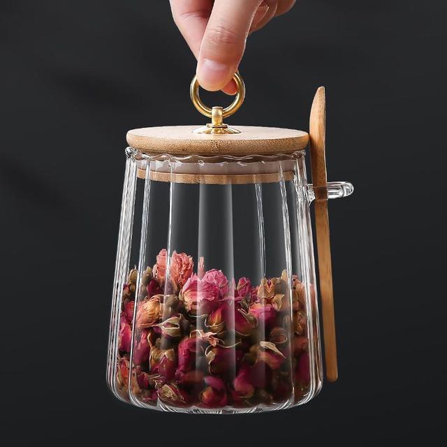家用花茶茶葉帶勺密封儲物罐(預購)