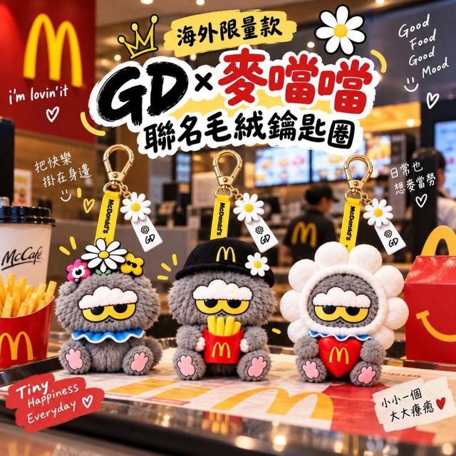 海外限量款⋆˚｡⋆ GD × 麥噹噹聯名毛絨鑰匙圈 📍預購收單日：10/04 (日)