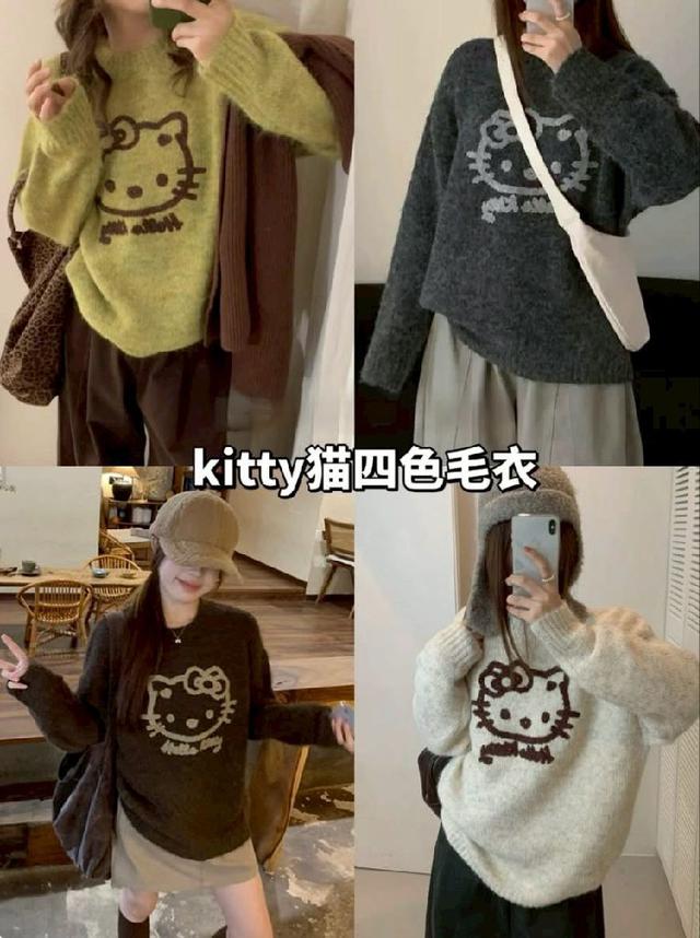 K1520-卡通KT寬鬆百搭針織毛衣上衣