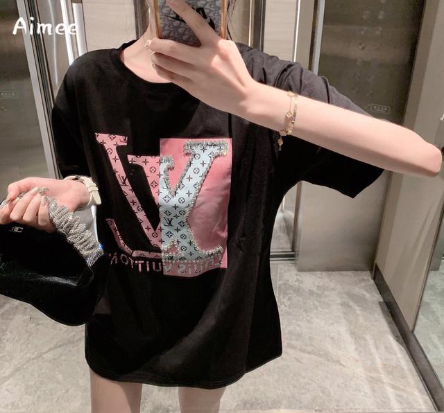 潮牌爆款镶钻短袖