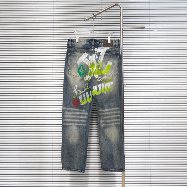 巴黎世家BLA手绘涂鸦牛仔长裤