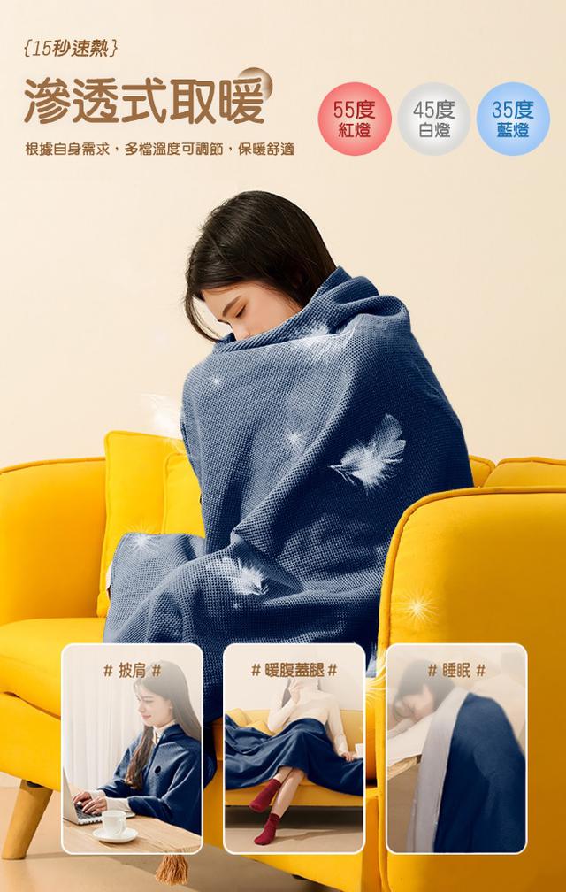 現貨Hilton 希爾頓量子遠紅外線發熱電毯/星際藍/精美禮盒包裝(送3m USB2.0延長線)