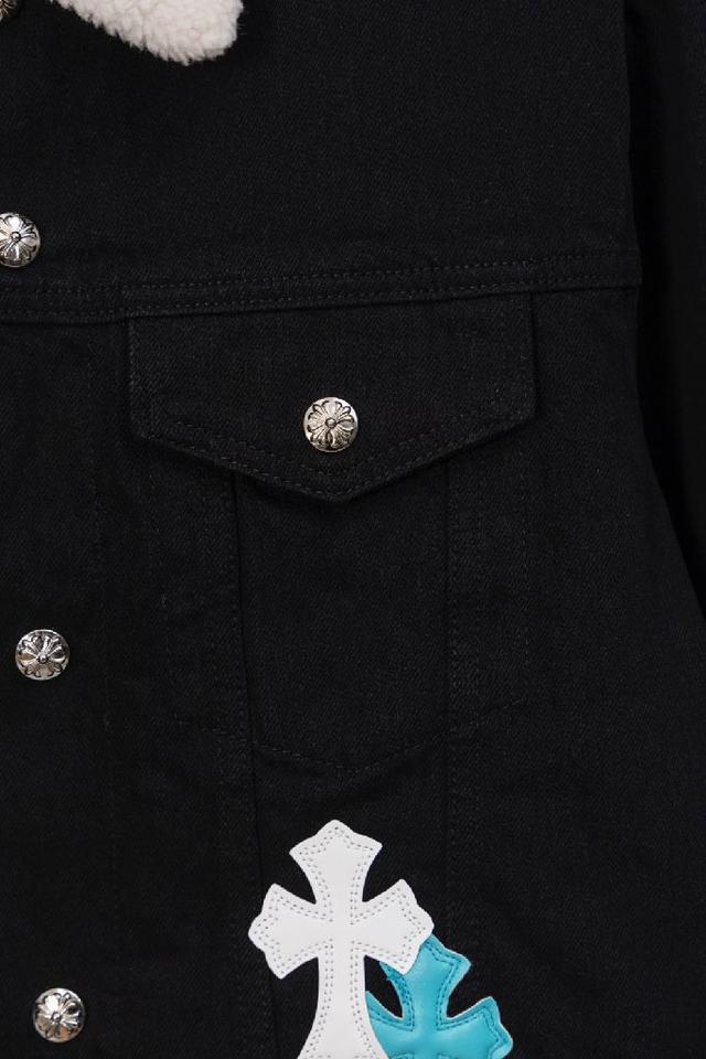 ChromeHearts CH克罗心羊羔毛领夹克黑色牛仔外套