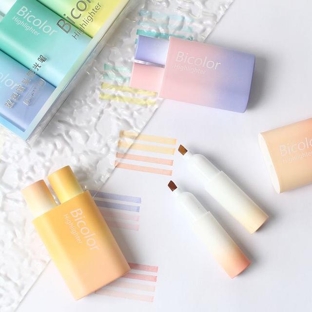 ins高顏值漸變護眼色雙頭螢光筆(預購)